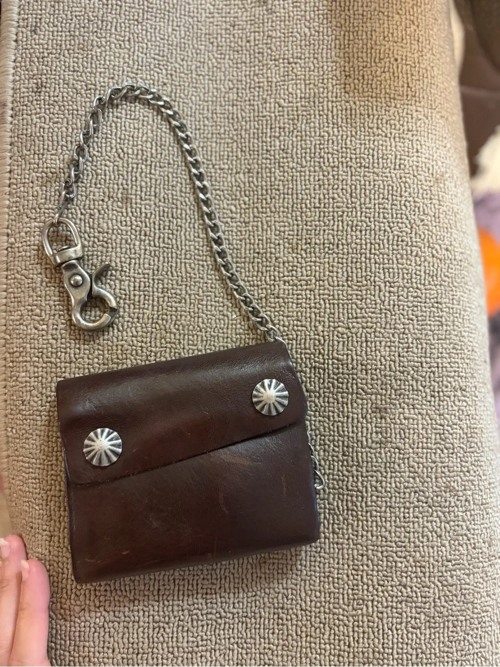 Double RL Ralph Lauren Vintage Brown Leather Men’s Wallet with Chain